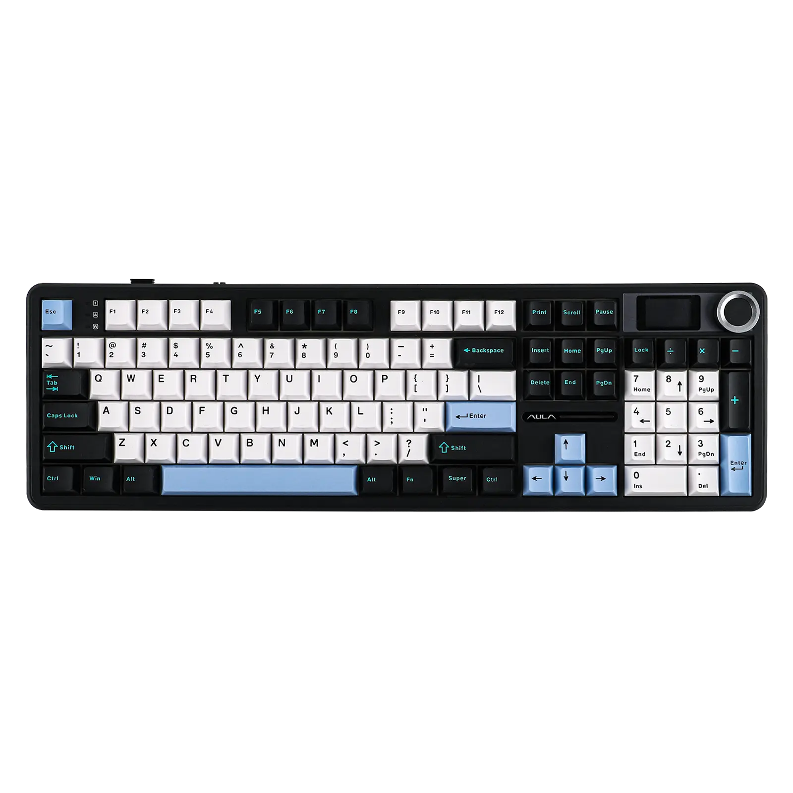 EPOMAKER X AULA F108 PRO Full Size 100% Mechanical Ergonomic Gaming Keyboard - 1.14in Customizable LCD Screen, Convenient Knob, South-Facing RGB Backlight, Hot-Swappable, Tri-Mode (USB-C/BT 5.0/2.4GHz), Foam & Nylon Build, Gaming Desk Accessory, Ergonomic