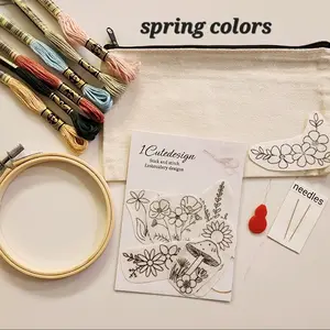 embroidery kit for beginner flower stick and stitch Beginner Embroidery