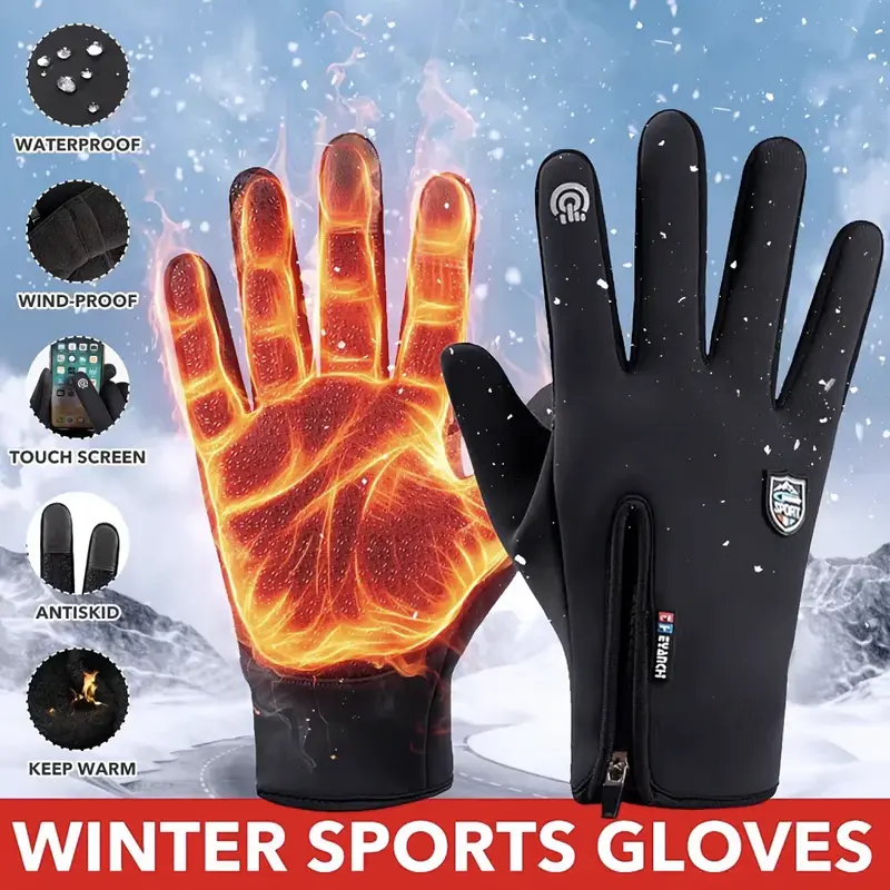 Unisex Winter Sports Gloves - Keep Warm, Waterproof, Cold-Resistant, Touchscreen-Friendly, Gloves for Winter, Ideal for Biking, Skiing