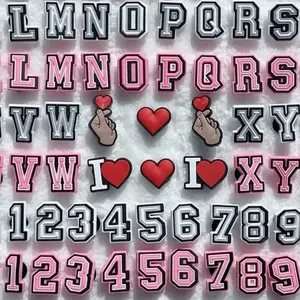 Fun and Creative Shoe Charms for Crocs - White and Pink Letters and Numbers - Personalized Style Footwear Decor