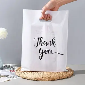 100pcs Four Finger Flat Pocket Handheld Plastic Bags, Clothing Bags, Medium Thickness Creative Gift Packaging Bags, Durable & Reusable