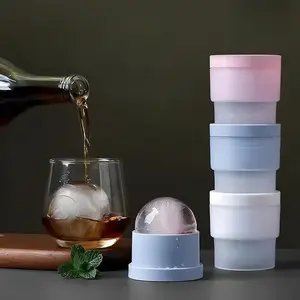 3pcs Large Ice Ball Molds, Silicone Ice Tray, Ice Cube Mold, Round Ice Making Box, 2.5 Inch Sphere Ice for Whiskey & Cocktails(Blue, White, Pink)