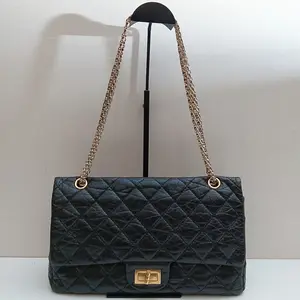 Pre-owned CHANEL Caviar Leather Shoulder Bags KY01769 2.55 Large Aged Calfskin Black Gold Hardware （BF 12Z）