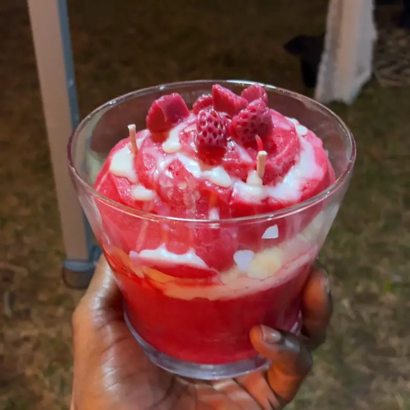 Strawberry Cheesecake Cinnamon Roll Candle with Rich Berry Topping and Creamy Center for Aromatic Home Decor