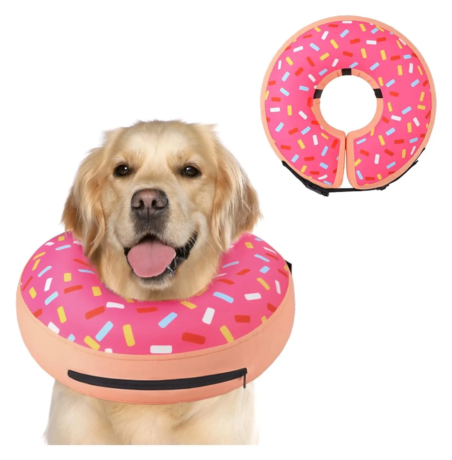 Comfortable Inflatable Dog Collar Alternative After Surgery, Soft Recovery Donut E-Collar for Small Medium Large DogsGift