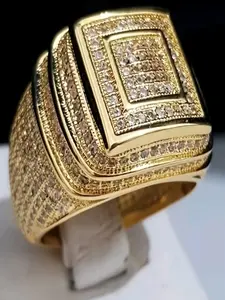 Men's Luxury Elegant Square Zircon Ring, Bezel Engagement Ring, Wedding Rings, Wedding Engagement Party Jewelry Gift, Fashionable Full-Zircon Design, Perfect for Special Occasions, Square Shaped Ring