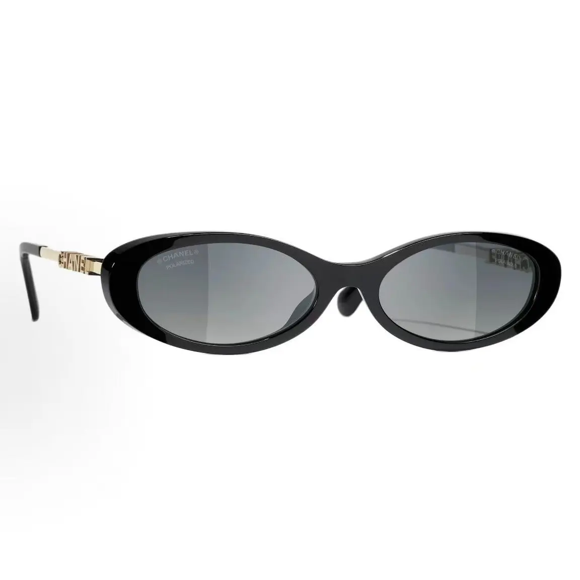 Pre-owned Brand New,CHANEL Oval Polarized Sunglasses (with CHANEL Letter Temples)