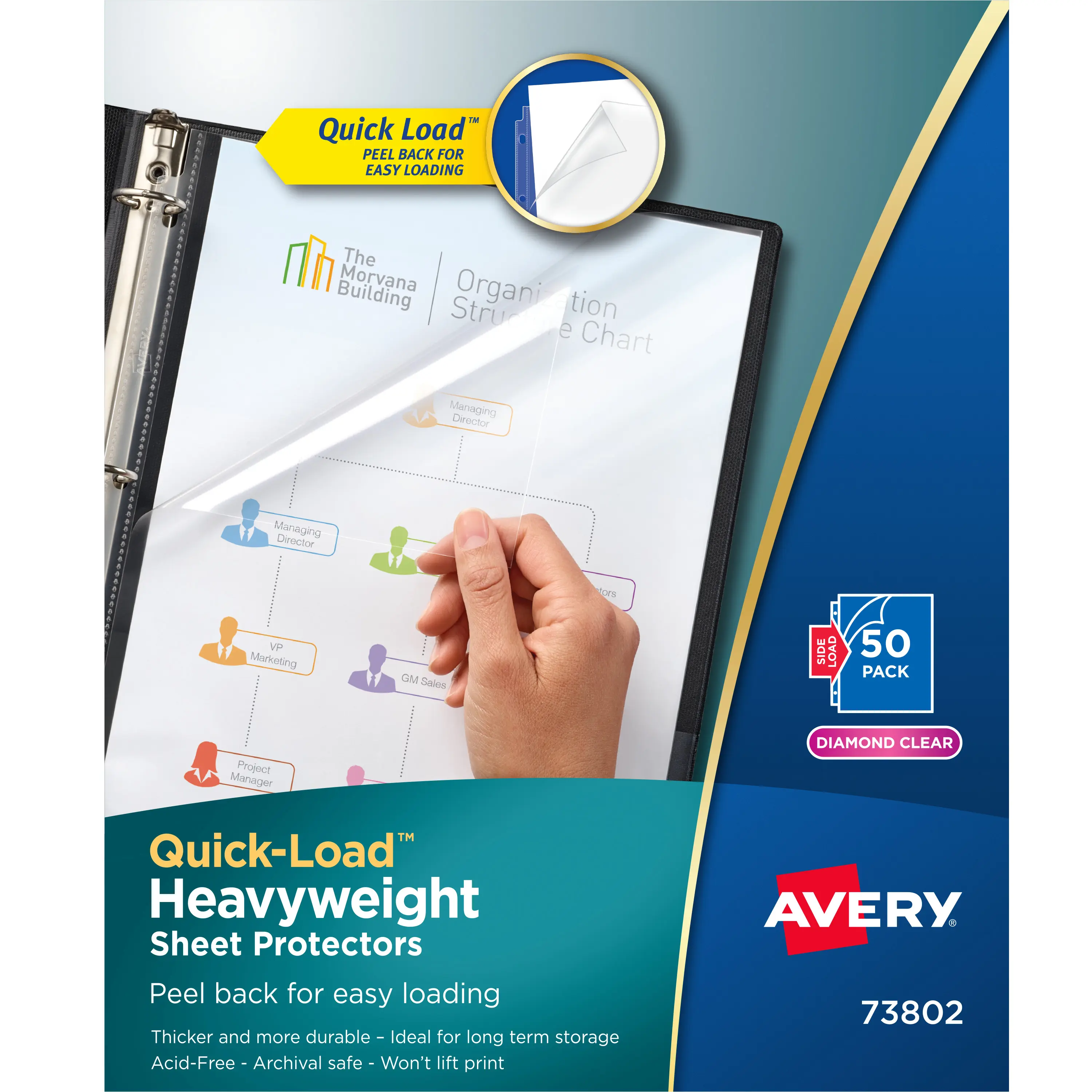 Avery Diamond Clear Quick Load Sheet Protectors, Top & Side Load, 50 Document Protectors (73802)