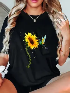 100% Cotton Just A Girl Who Loves Hummingbirds Shirt Bird and Sunflower T-Shirt