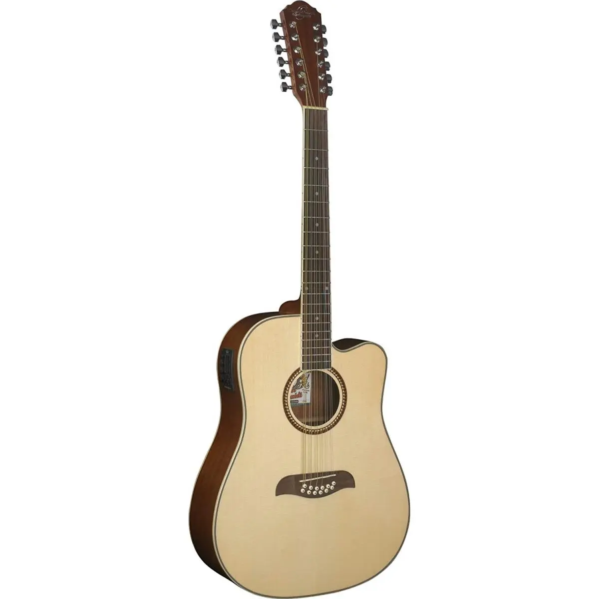 212 MAIN Oscar Schmidt Dreadnought Acoustic-Electric Fretboard Guitar - A07 Model, Natural Finish, Spruce Top, Stylish Design