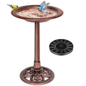 VIVOHOME Bird Bath with Solar Fountain for Outside, Polyresin Pedestal Bird Baths with Solar Powered Pump for Outdoor, Garden, Weather-Resistant Birdbaths with 20" Bowl outdoorfun petlovers