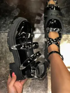 Sweet Punk Rivet Thick Sole Women Mary Jane Shoes, Options, Bold Style for Unique, Perfect for Dark Punk Aesthetic