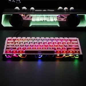 60% Hollow-Out Hot-Swappable Compact Gaming Keyboard - Aesthetic Pink RGB, Essential for Gaming Setups, Computers & Office Keyboard Accessories, Keyboards