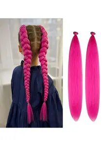 26 Inch Children Girls Girly Wig Tail Braided Elastic Rope Colorful Ponytail Extension, Easy-To-Weave Hairpiece for Kids, Elastic Hair Accessory