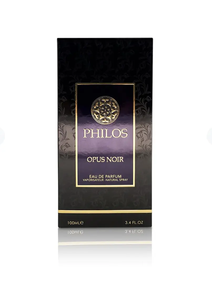 Lattafa Philos Opus Noir 3.4 Oz EDP Men Spray Fragrance Oil Patchouli Musk Woody Floral Musk