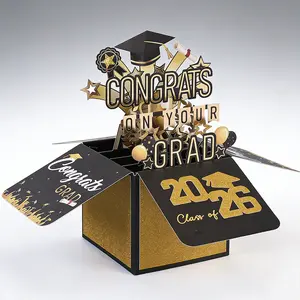Pop Up Graduation Buitl in Money & Gift Card Holder, 3D 3D Graduation Card with Envelope, Graduation Popup Card Gifts for High School & College Graduates, Congrats Grad Card for Him Her