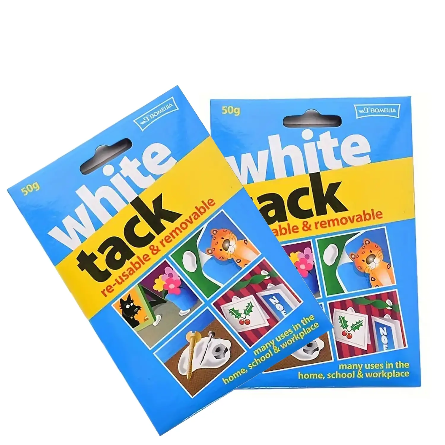 2-Piece White Tack Set - Strong Sticky Strong Adhesion Non-Toxic Adhesive Putty, Reusable, Removable & Wall-Safe with No Residue - Ideal for Posters, Decorations & Photo Frames, Strong, Long Lasting Adhesive Hold, Adhesive Easy Installation