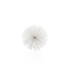 360 stand 6 in. White Metal Sea Urchin-Style Spiky Sphere Decor Sculpture - Modern Home Ornament for Shelf, Table Display, Shelf Decor, Room Decor