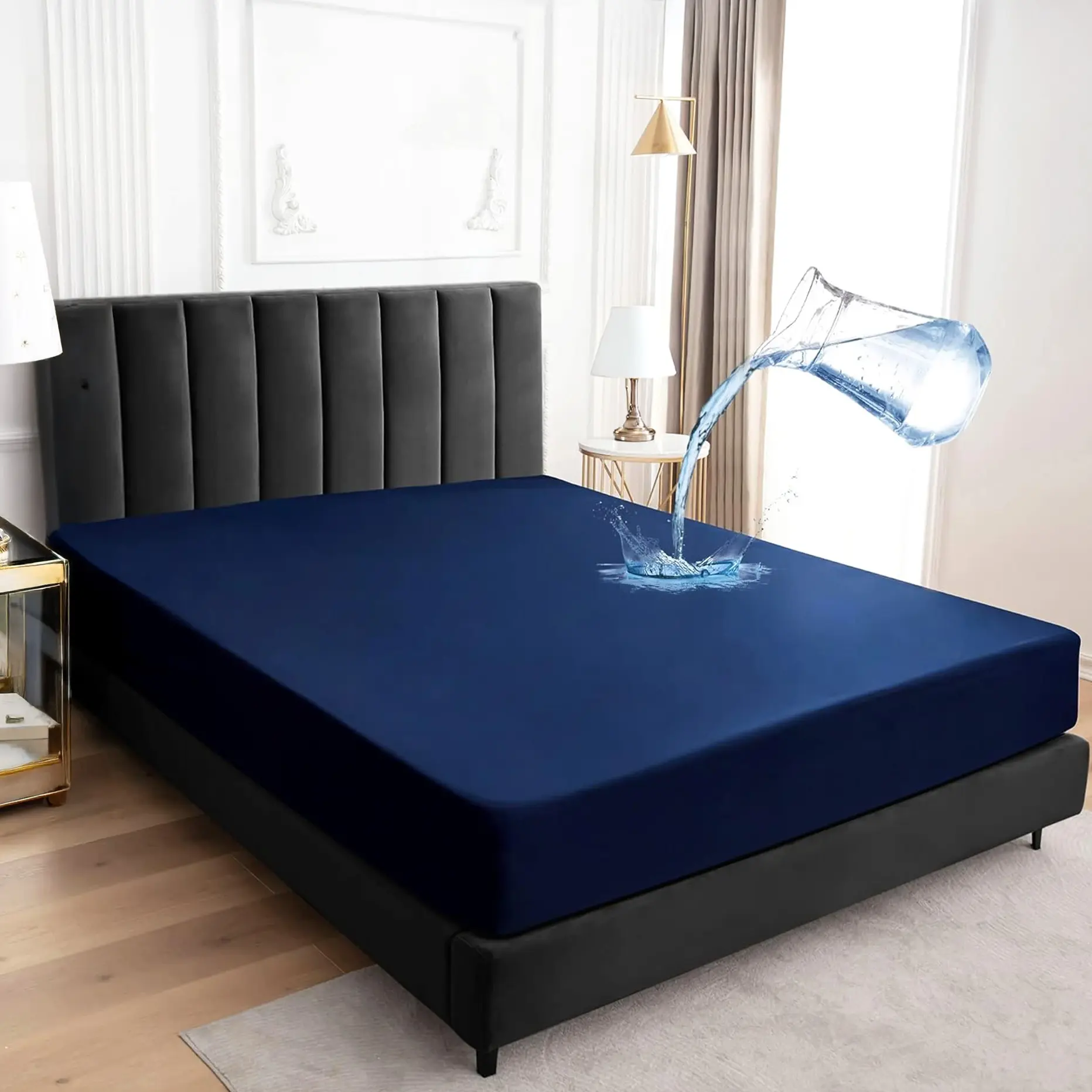 BePatio Waterproof Deep Pockets Fitted Sheet,Mattress Pad,Cooling Anti-slip Bedding Sheet, Waterproof Mattress Cover for Bedroom, Mattress Protector for Elderly,Teen &  Adults ,Bedroom Accessories