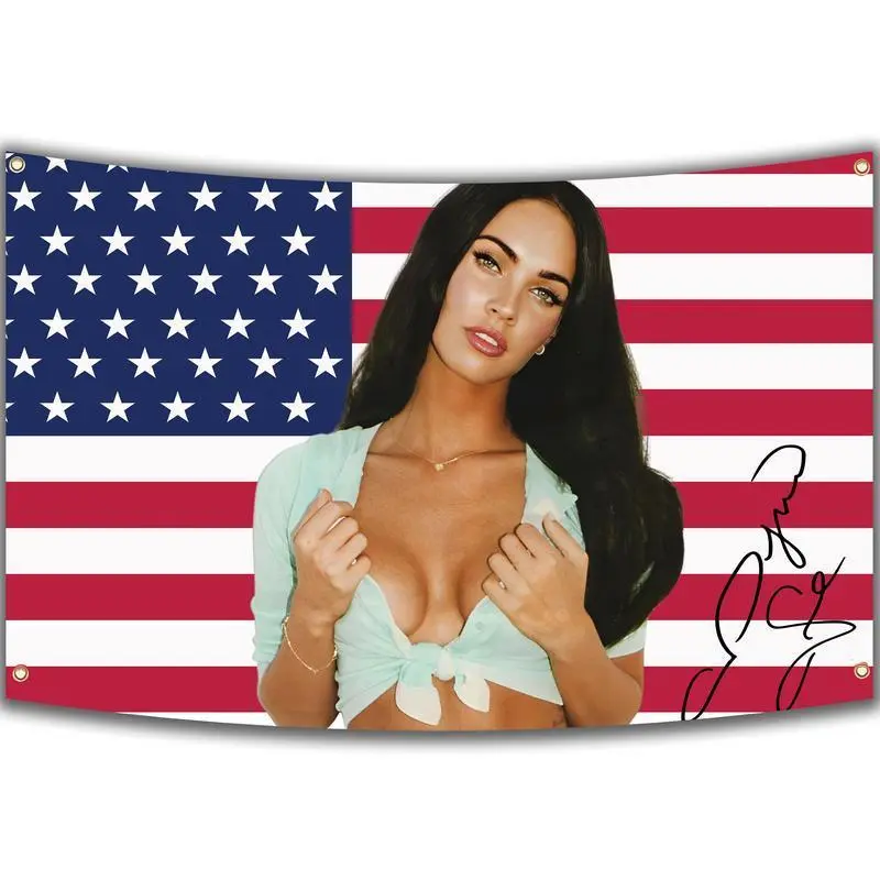 Summerwins Megan Fox Decorative Indoor US Flag - 3x5ft (40*60in), US Pride Wall Hanging Home Decor for Living Room, Bedroom