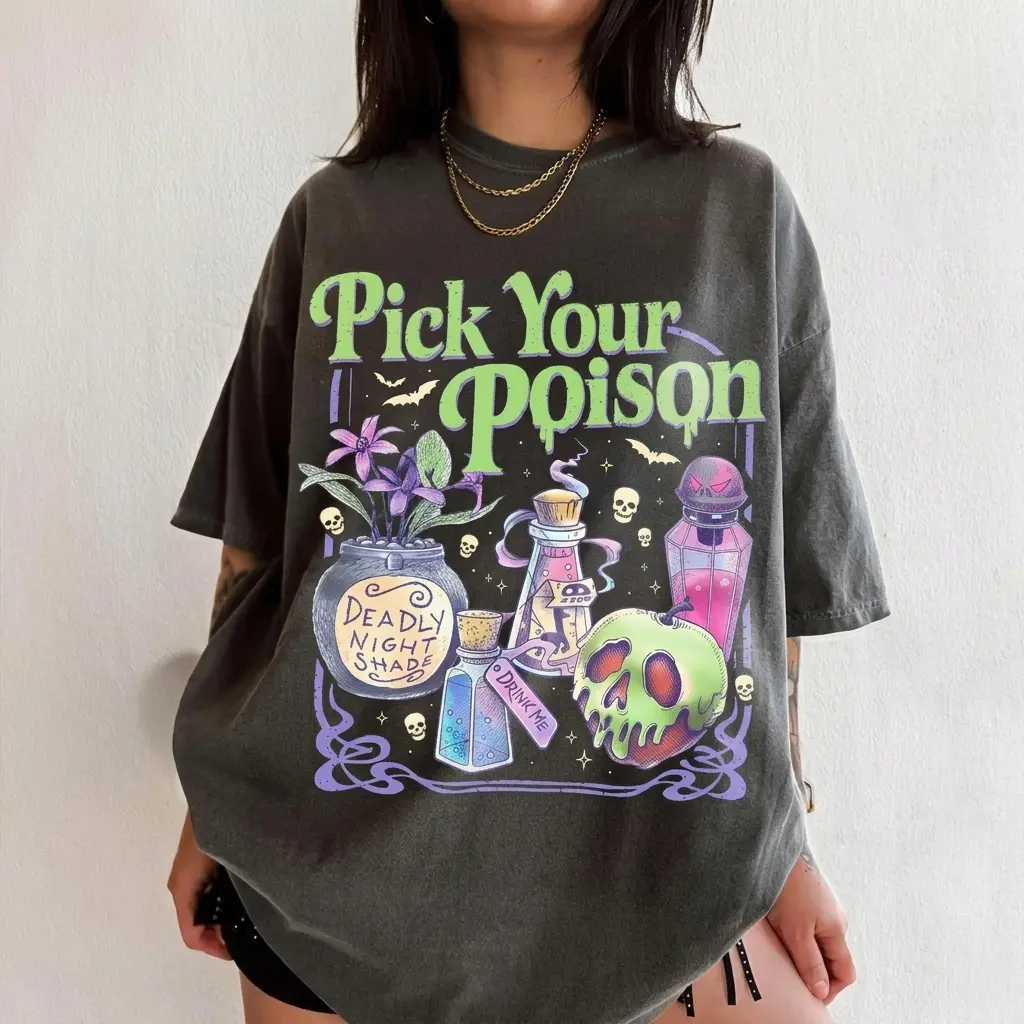 Pick Your Poison Vintage Comfort Colors Shirt, Princess Halloween TShirt, Kuzco Poison Apple Tee, Spooky Season, Villain Cartoon