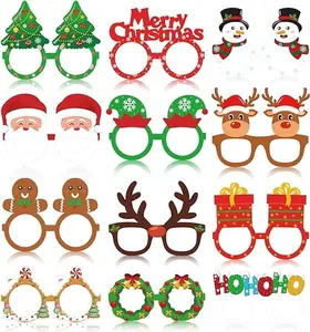 12 Pack Christmas Glasses Frame Christmas Party Favors for Kids Christmas Party Glasses Costume Eyeglasses Accessories for Christmas Gifts Holiday Photo Props (One Size Fits All)