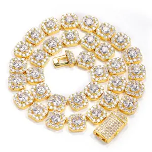 Men’s 10 mm/12 mm clustered tennis chain necklace, hip hop iced-out zircon rapper rock choker jewelry