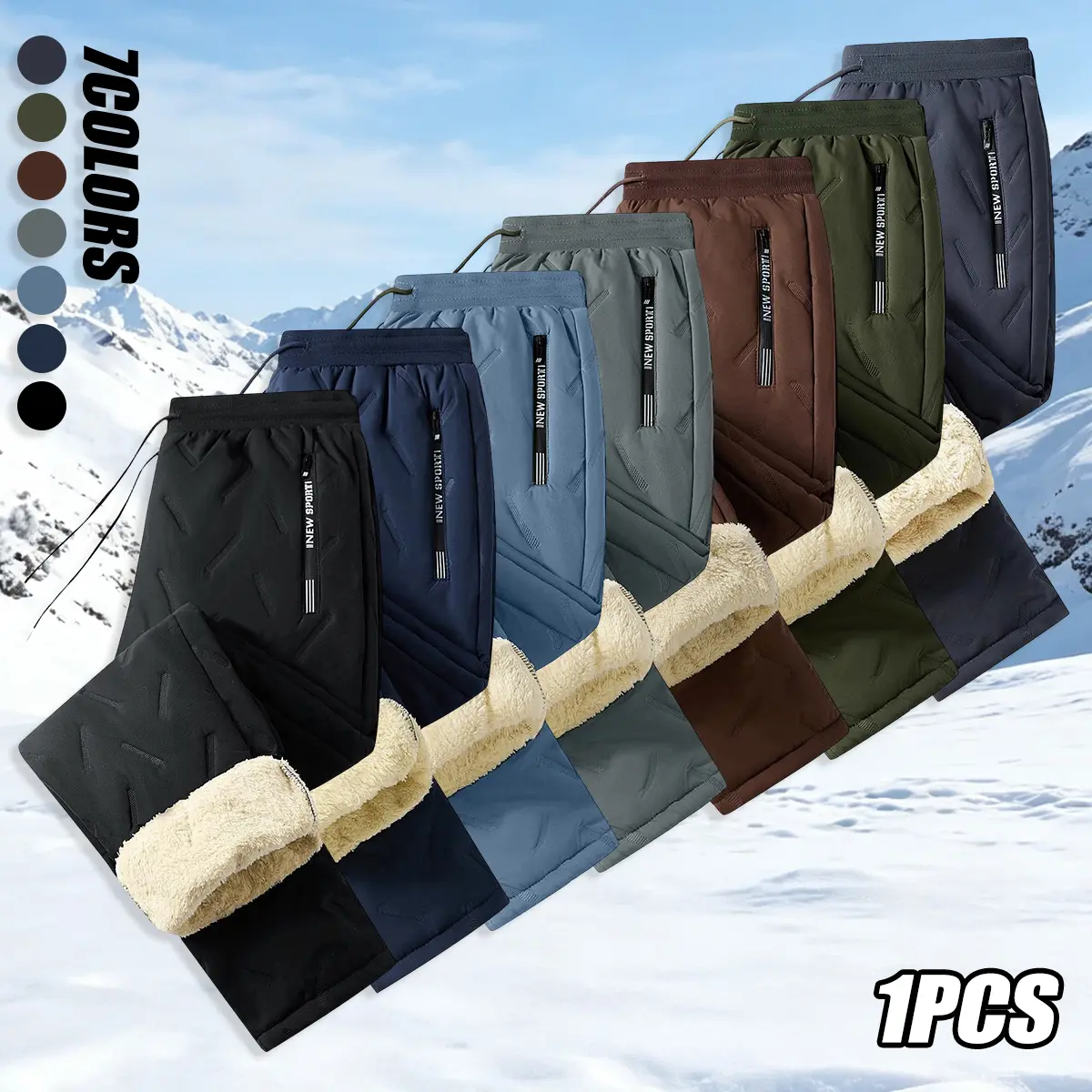 Men’s fleece long pants, solid color, straight leg, elastic drawstring waistband, fleece lining for added warmth and thickness, suitable for outdoor sports, work, and casual wear; men’s casual pants, men’s long pants, men’s trousers, menswear