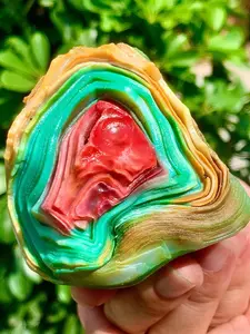 1pc Random Color Natural Rainbow Agate Stone, Polished Crystal Ore, Unique Design, Ideal for Home Decor & Healing, Durable Material