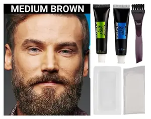 1 Kit Beard Moustache Sideburns Herbal Hair Dye Colors-Black-Brown-Blonde Beard Dye Cream-Dye Gray and White Beard or Change Beard hair Color in minutes-Permanent Long Lasting Colors-Silicone Free-Organic-Men-All Hair Types