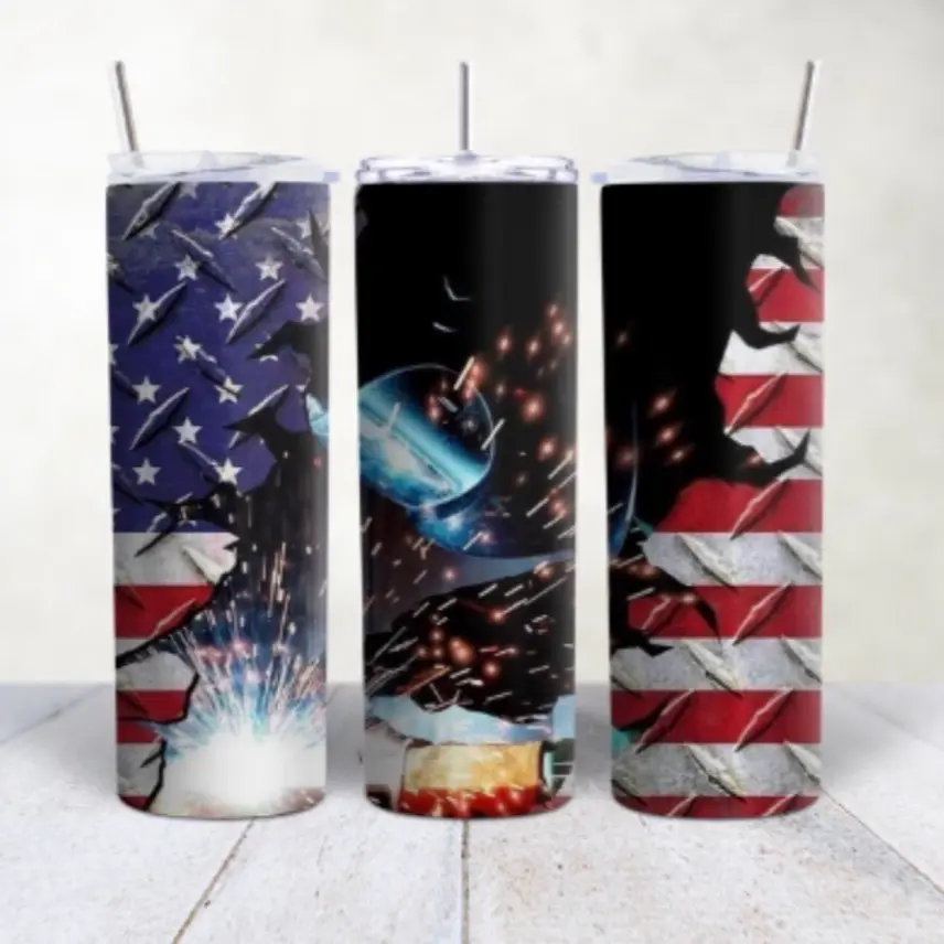 Patriotic welder tumbler 20oz sublimated