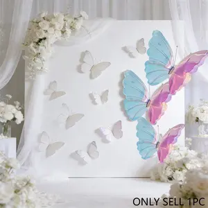 1pc Laser Rainbow Butterfly Wedding Birthday Party Background Decoration, Photo Prop Wall Setup, Event Decorations, Butterfly Props