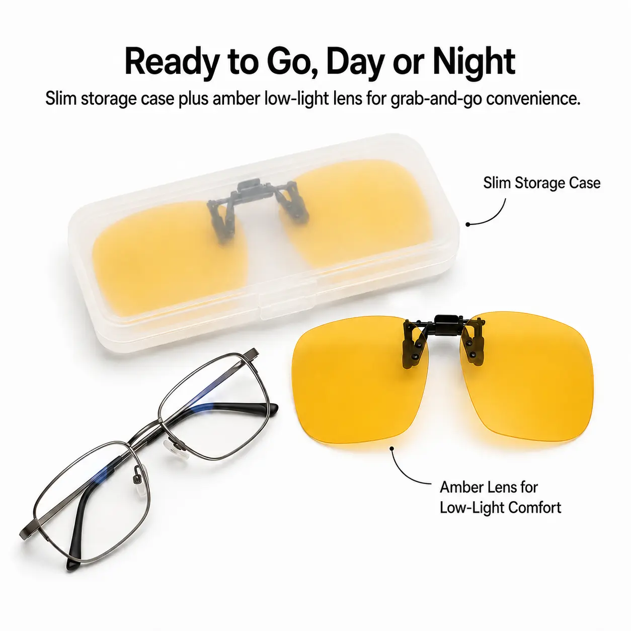 Light-Adaptive Polarized Clip-On Sunglasses for Eyeglasses, Flip-Up Glare-Reducing Driving Shades for Men and Women