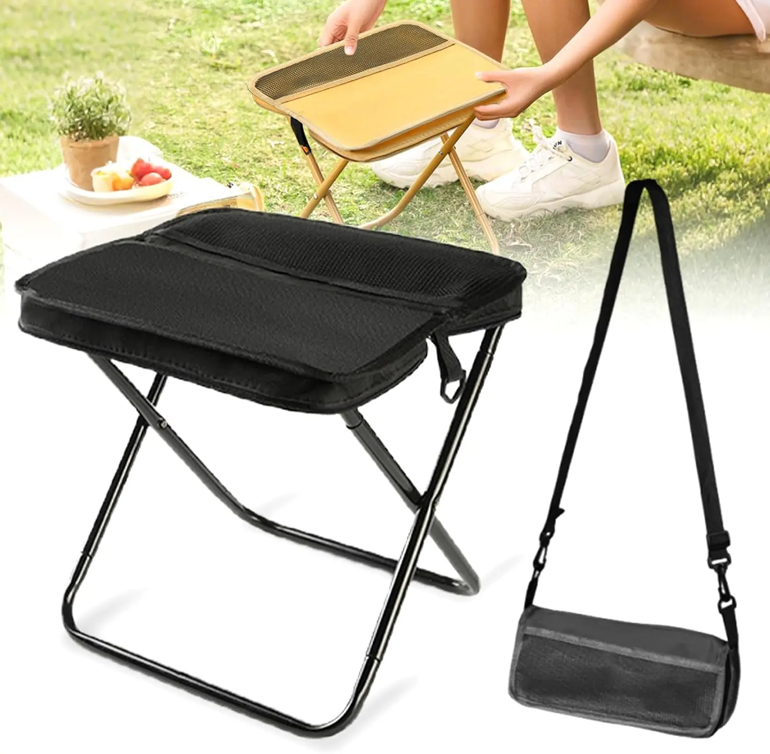 Heavy Duty Folding Camping Chair - Portable, Ultralight Outdoor Seat for Adults, Ideal for Fishing, Hiking