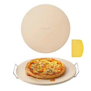 VEVOR Pizza Stone, 16 in Round Pizza Stone, 0.67" Thick Extra Large Baking-Stone with Rack Stand, 1450 ℉   Heat-Resistant Cooking Stones, for Kitchen Oven, Baking Pizzas, BBQ GrillSummervibes