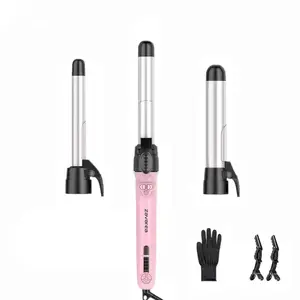 3 in 1 Auto Magnetic Rotating Curling Wands Automatic Rotating Hair Curling Iron Set with Interchangeable Ceramic Barrels (0.75", 1", 1.25") Instant Heat Up Hair Curler Adjustable Temp, MothersDayGift