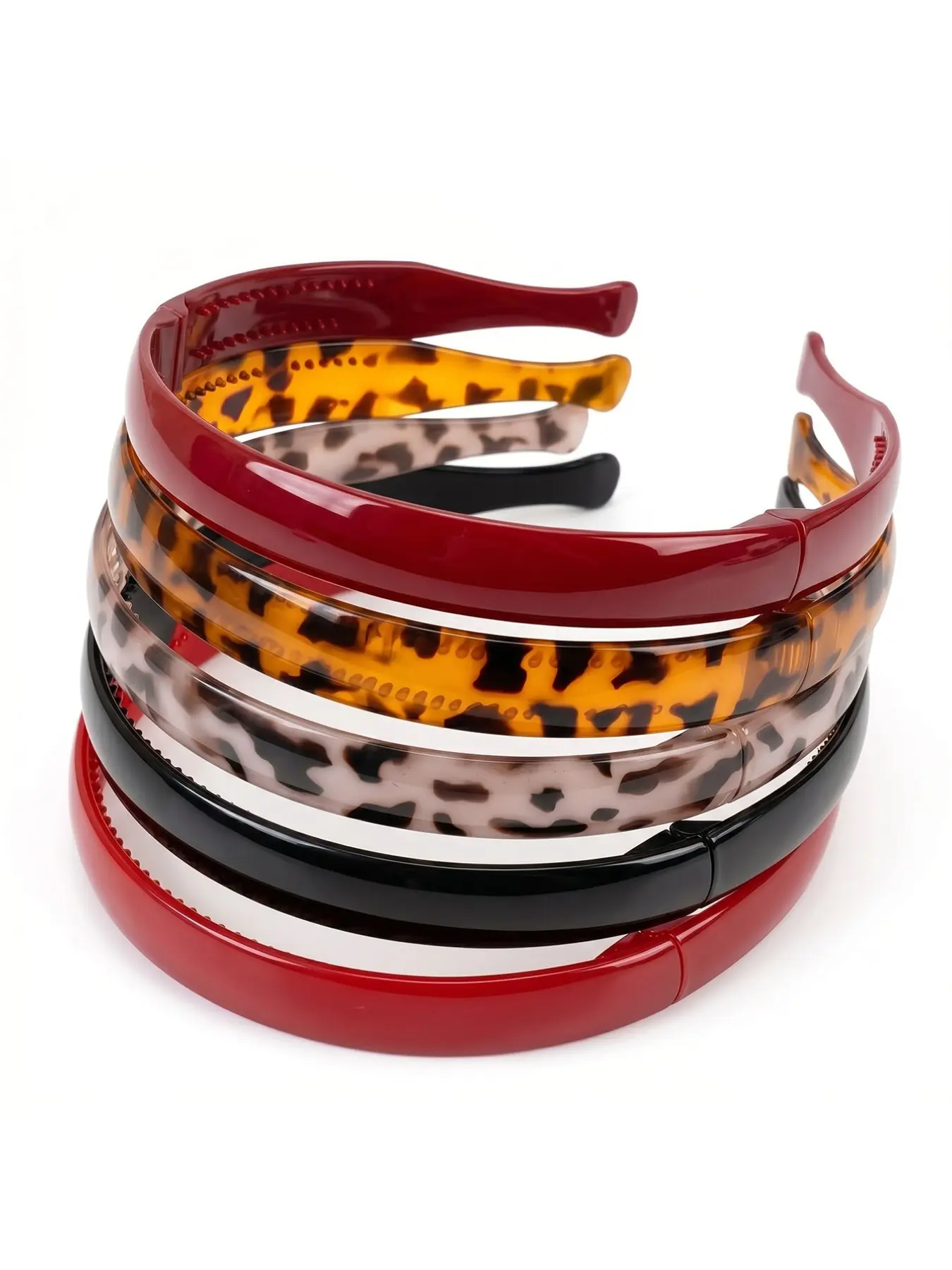 5pcs Foldable Wide Elastic Hairbands, Stretchy Headbands, Acrylic Material, Vintage Style, Non-Slip Design, Comfortable Headband for Daily Use, Shopping, Commuting, Adjustable Headband