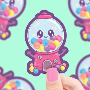 Gumball Machine Decorative Stickers, Vinyl, Scratch-Resistant, Weatherproof, Waterproof Tiles Sticker Ornaments