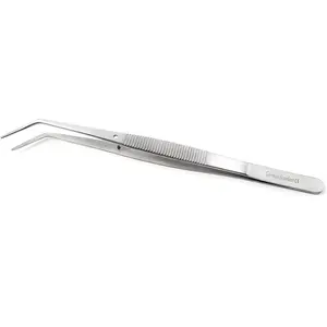 Lab Tweezers High Precision Forceps, 6" (15.2 cm), Fine Strong Angled Point tweezers, Stainless Steel