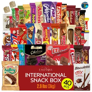 Eastanbul International Snack Box,40 Chocolate Assortment Bars,Exotic Candy Assorted Candy Bars