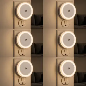 6 PCS Night Lights Plug into Wall, Nightlight with Light sensors, LED Night Light for Kids Room, Baby Night Light, Bathroom NightLights, Stair Lights, Hallway Light