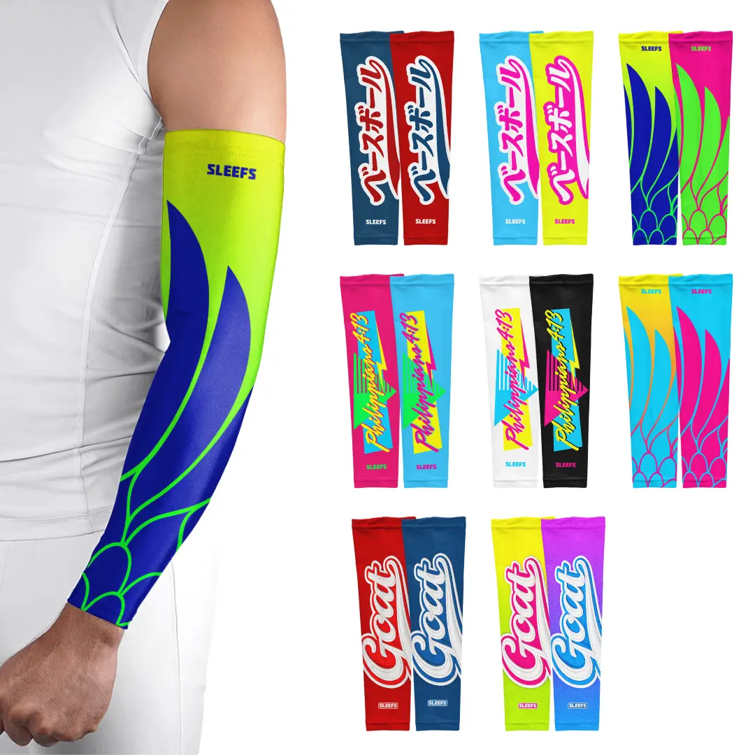 SLEEFS Baseball Collection Arm Sleeves Pair - Premium Nylon & Spandex Compression Sleeves with UV Protection for Adult & Youth Sizes