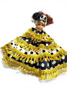 Gitana Muñeca Spiritual Doll - Santeria Yoruba Handmade Doll, Black and White Polka Dot Muneca Espiritual, Religious Altar Decor, Spiritual Gift & Cultural Display