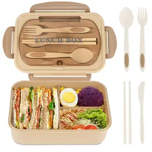 Square Divided Microwave Lunch Box Set, Leak-Proof Food Container, Hand Washable, Suitable for School and Kitchen Storage, Portable Bento Box