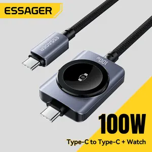 100W Fast Charging 2-in-1 Magnetic Cable for iPhone 17/16/15/14 Apple Watch Type-C to Type-C for Watch Charging