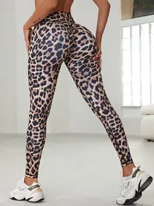 ZASUWA Women's Leopard Print Leggings, Soft Stretchy Fabric Bottoms, Scrunch Bum Body-Fit Design