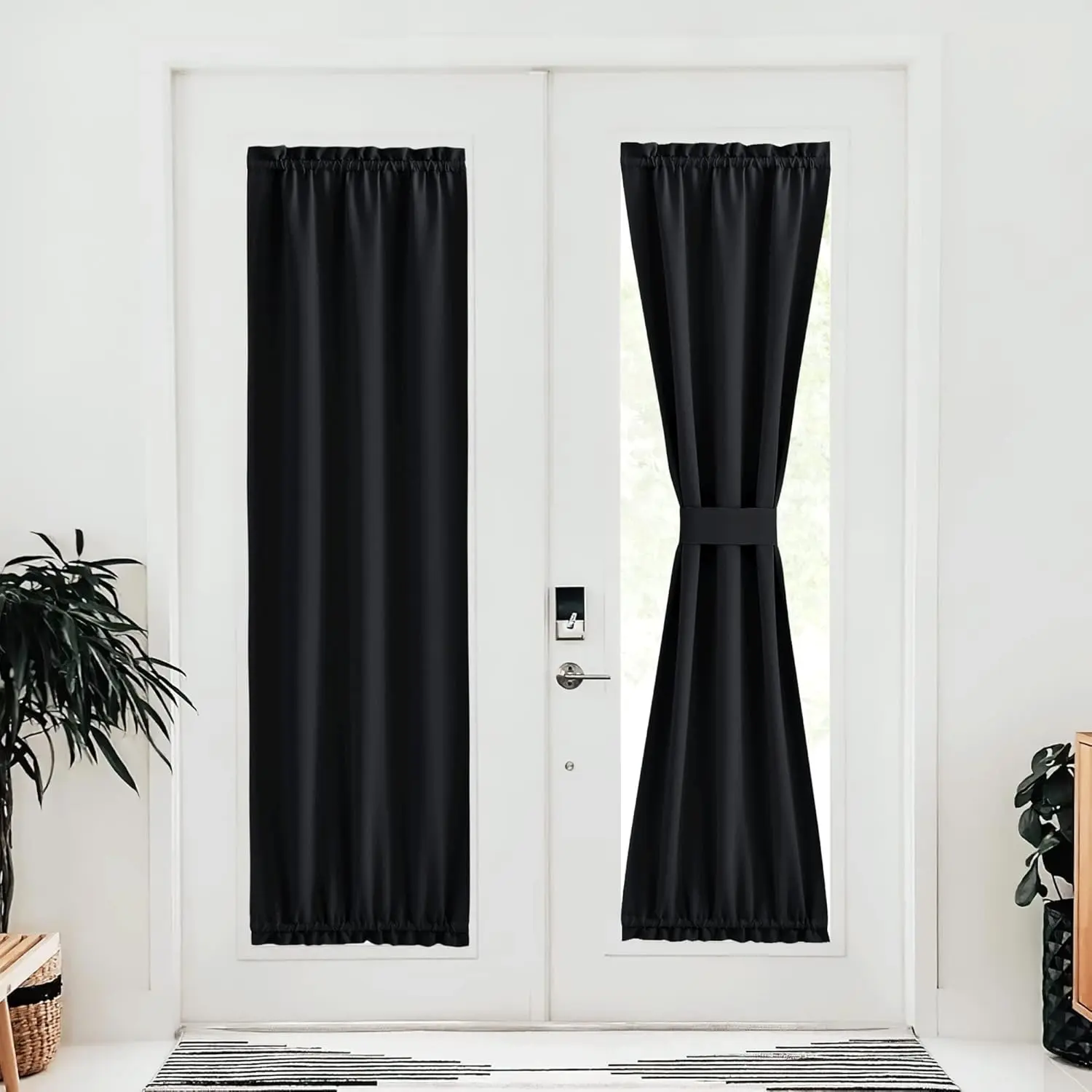 NICETOWN 1-Piece Polyester Blackout Curtain - 25in Wide x 80in Long Narrow Door Shade, Thermal Insulated Room Darkening Dark Curtains for Kitchen, Front Patio Home Decor, One Piece, Room Darkening Curtains