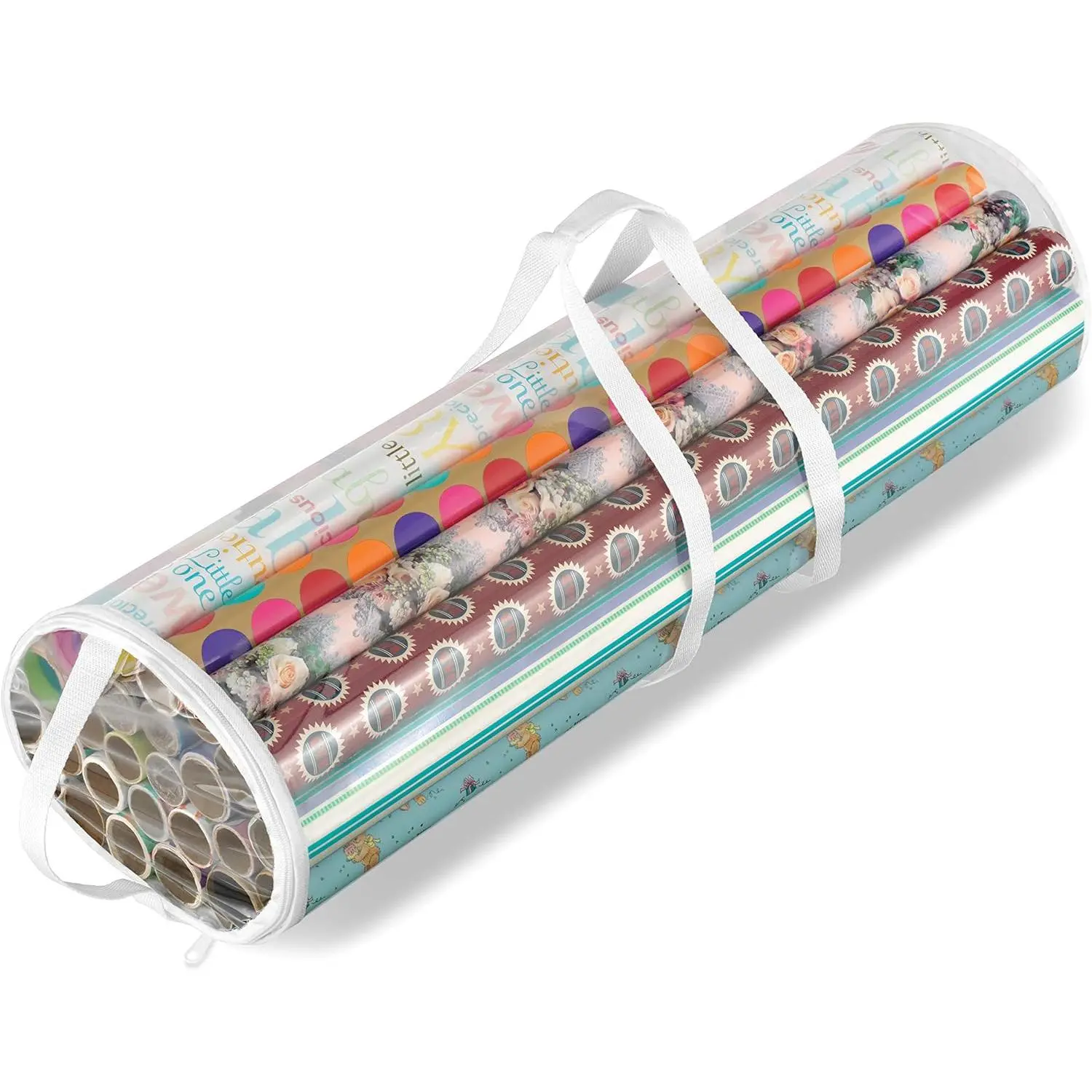 6044-4924 Clear Gift Wrap Organizer - Zippered Storage for 25 Rolls