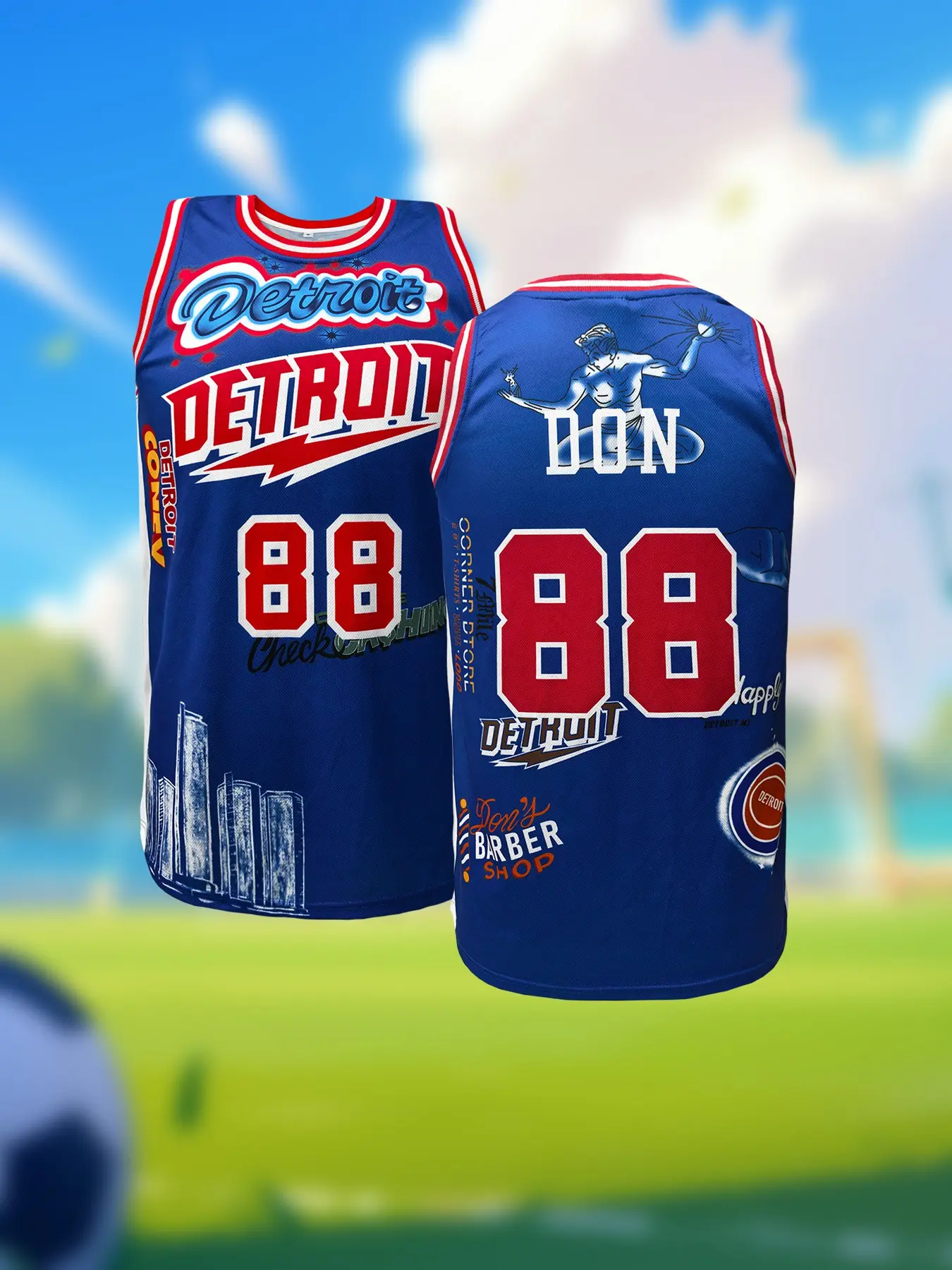 Detroit #10 Printed Basketball Jersey | Blue Graffiti Style, Sports Style Jersey, Unisex Streetwear Uniform for Game Day & Casual Wear