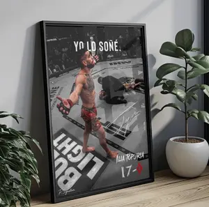 Ilia Topuria "Yo Lo Soñe" Charles Oliveira | Iconic Moment| UFC MMA Fighter| Wall Decor| Poster Unframed   | Poster Unframed